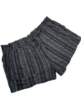 Time and Tru Black Striped Linen Blend Shorts XXXL Pull On Beach Vacation Resort